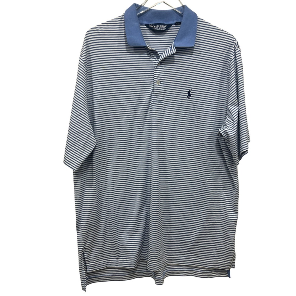 Polo Golf Ralph Lauren Mens Blue White Striped Pima Cotton Polo Shirt XL NWOT
